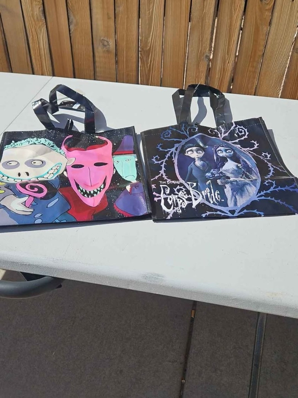 Tim Burton Inspired Black and Purple Reusable Tote Bag